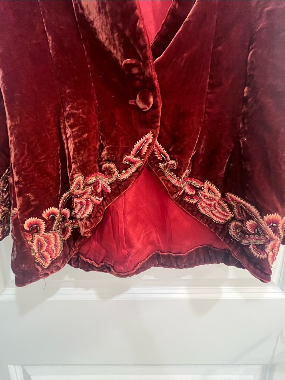 Vintage Embellished Velvet Blazer in Deep Burgundy - Picture 6 of 9